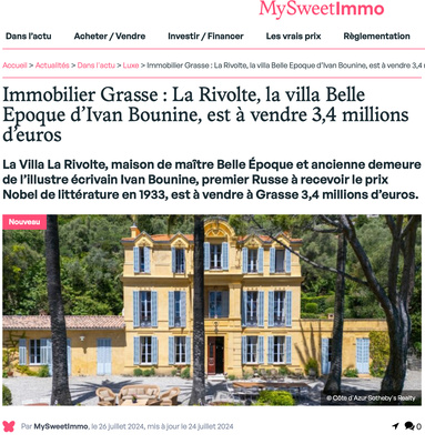 Press MySweetImmo : La Rivulet in Grasse